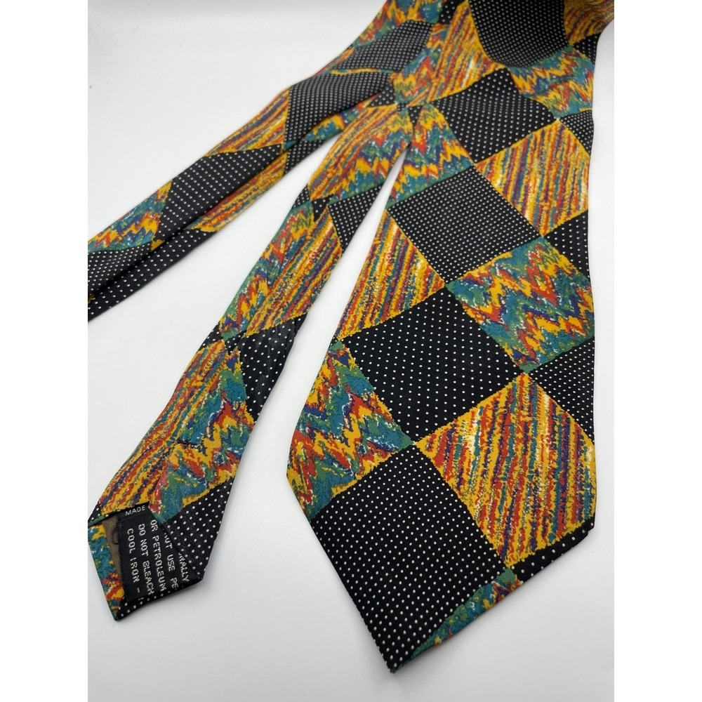 Missoni Cravatte Silk Tie Made in Italy Multicolor Diamond Polka Dot Abstract